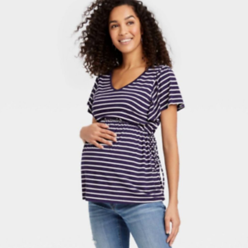 NWT Flutter Short Sleeve Tie-Waist Maternity Top -by Ingrid & Isabel‎ Small